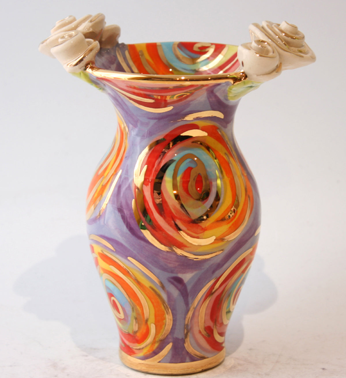 Tiny Rose Edged Vase in Purple Swirls - MaryRoseYoung