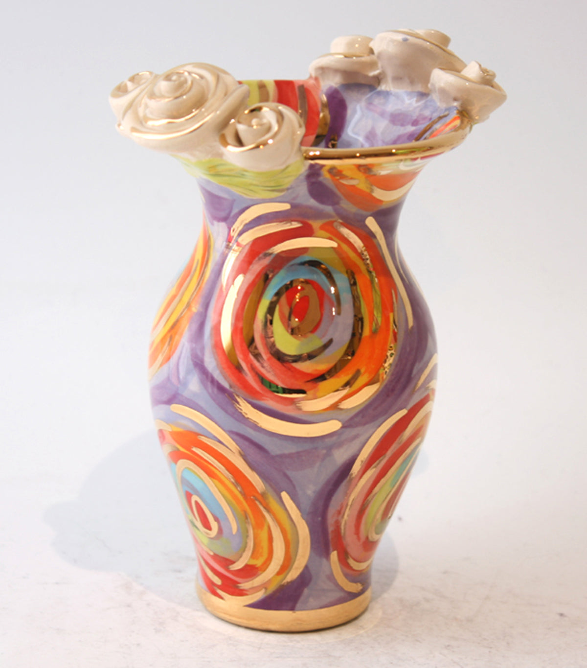 Tiny Rose Edged Vase in Purple Swirls - MaryRoseYoung