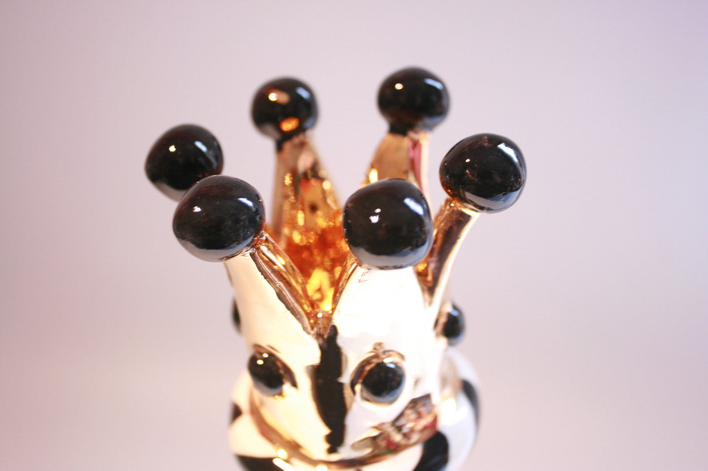 Crown Beaded Candlestick "Black and White"(B) - MaryRoseYoung