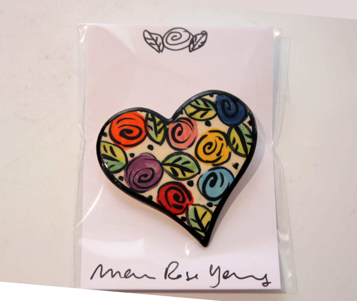 Brooch Heart Block Rose - MaryRoseYoung