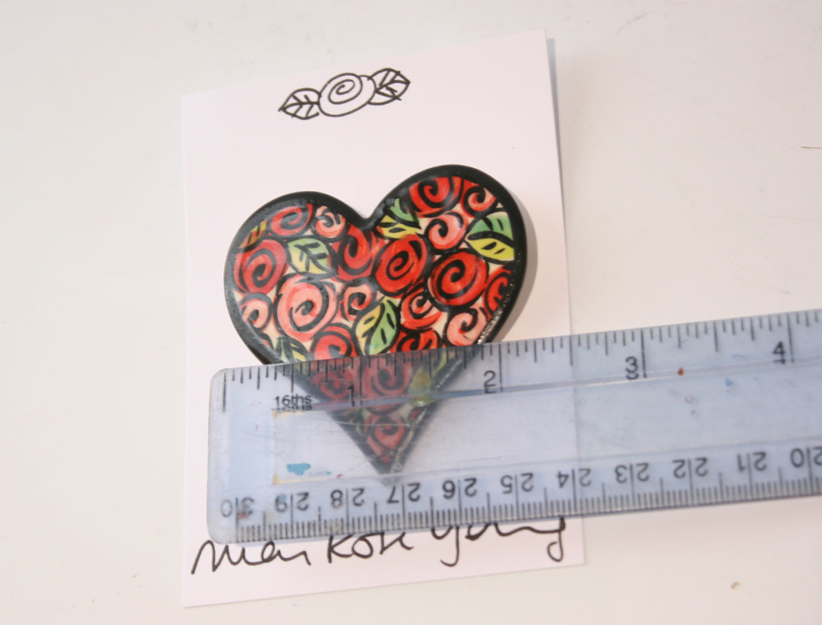 Brooch Heart Rosebush - MaryRoseYoung