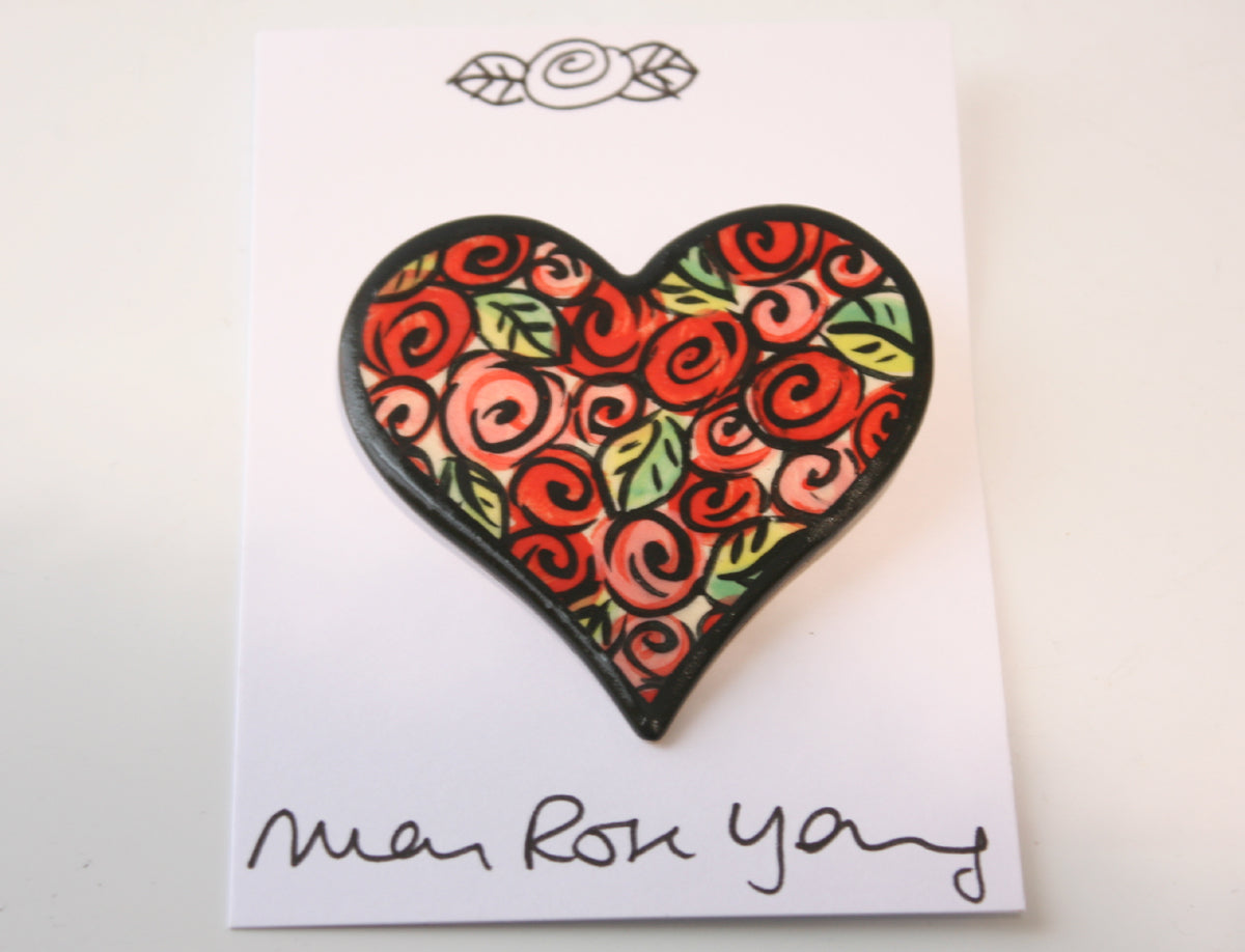 Brooch Heart Rosebush - MaryRoseYoung