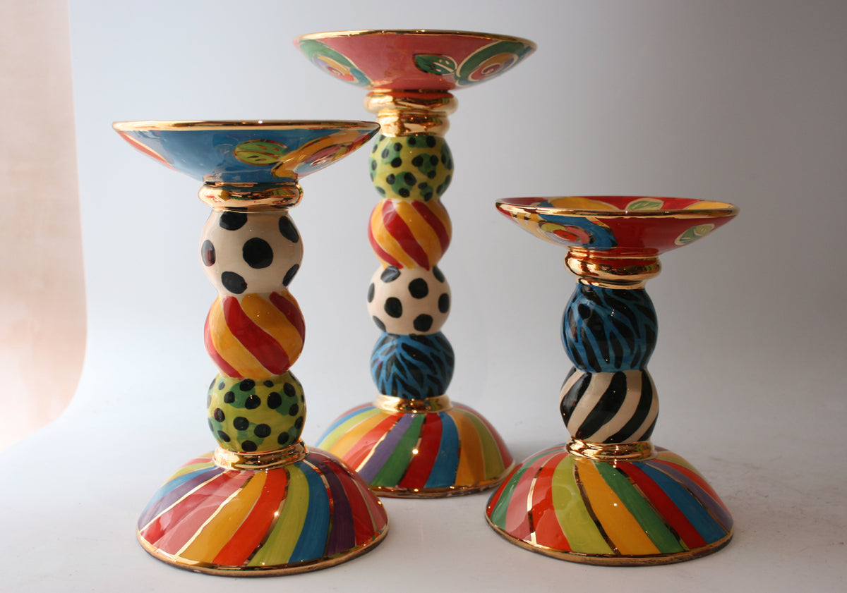 Set of Three Complimentary Candleholders