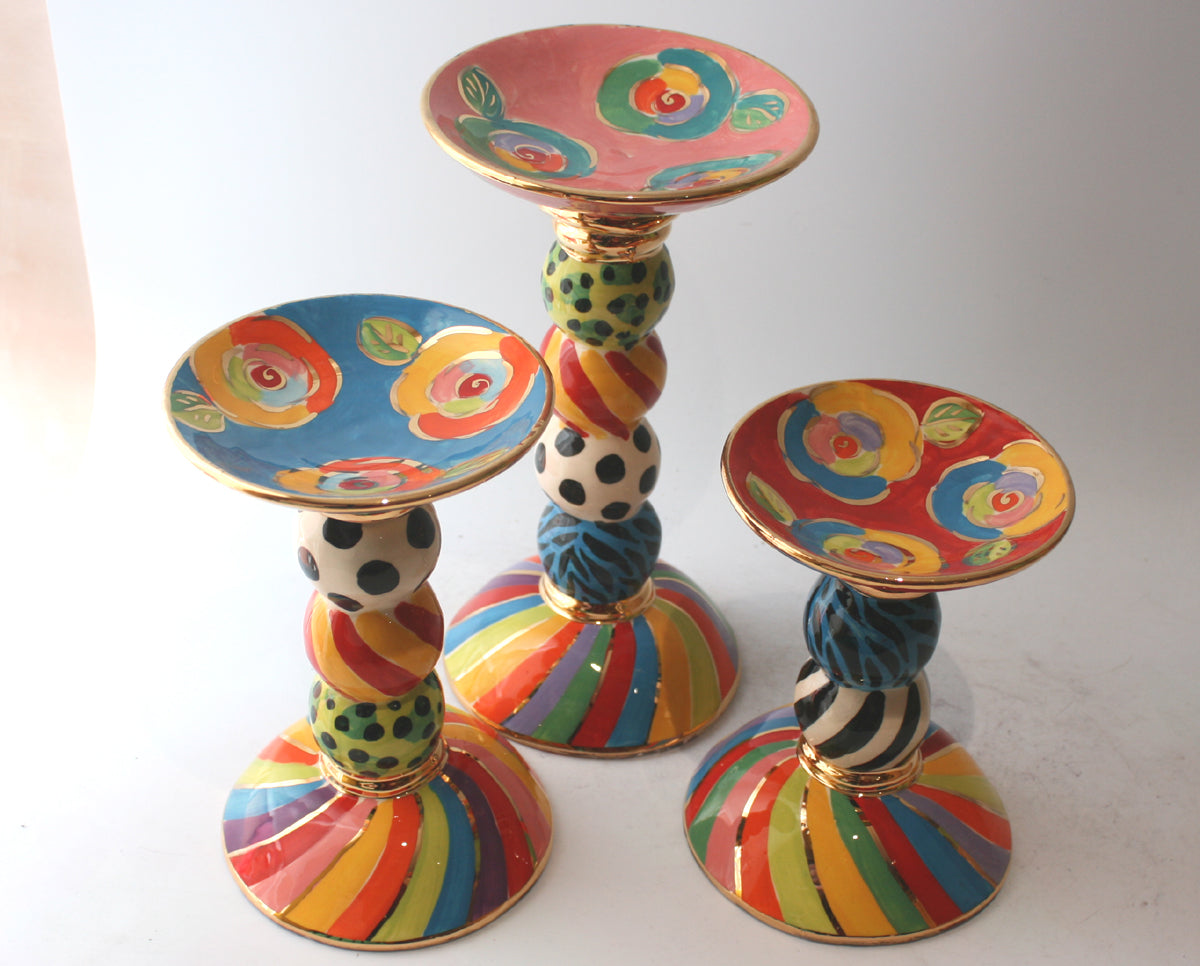 Set of Three Complimentary Candleholders