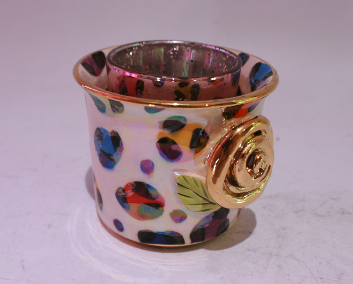 Rose Studded Tea Light Jar Coloured Leopard - MaryRoseYoung