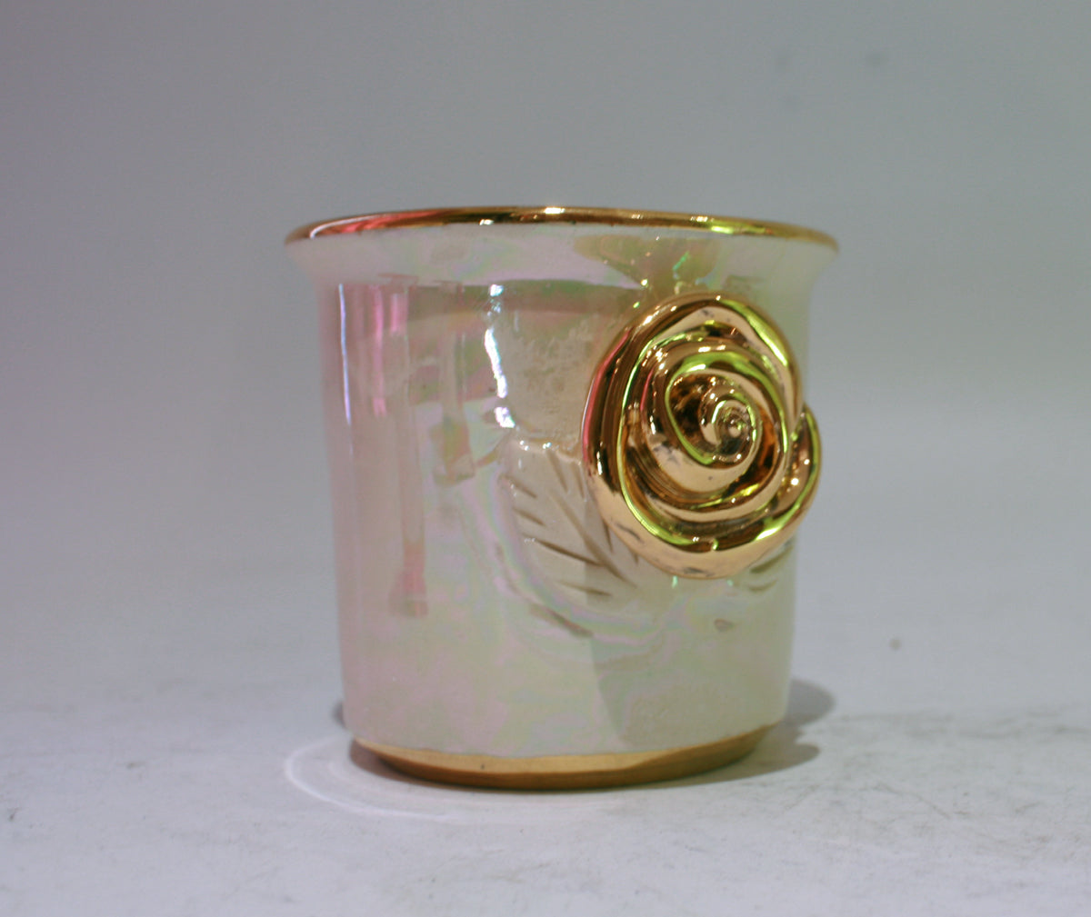 Rose Studded Tea Light Jar Mother of Pearl - MaryRoseYoung