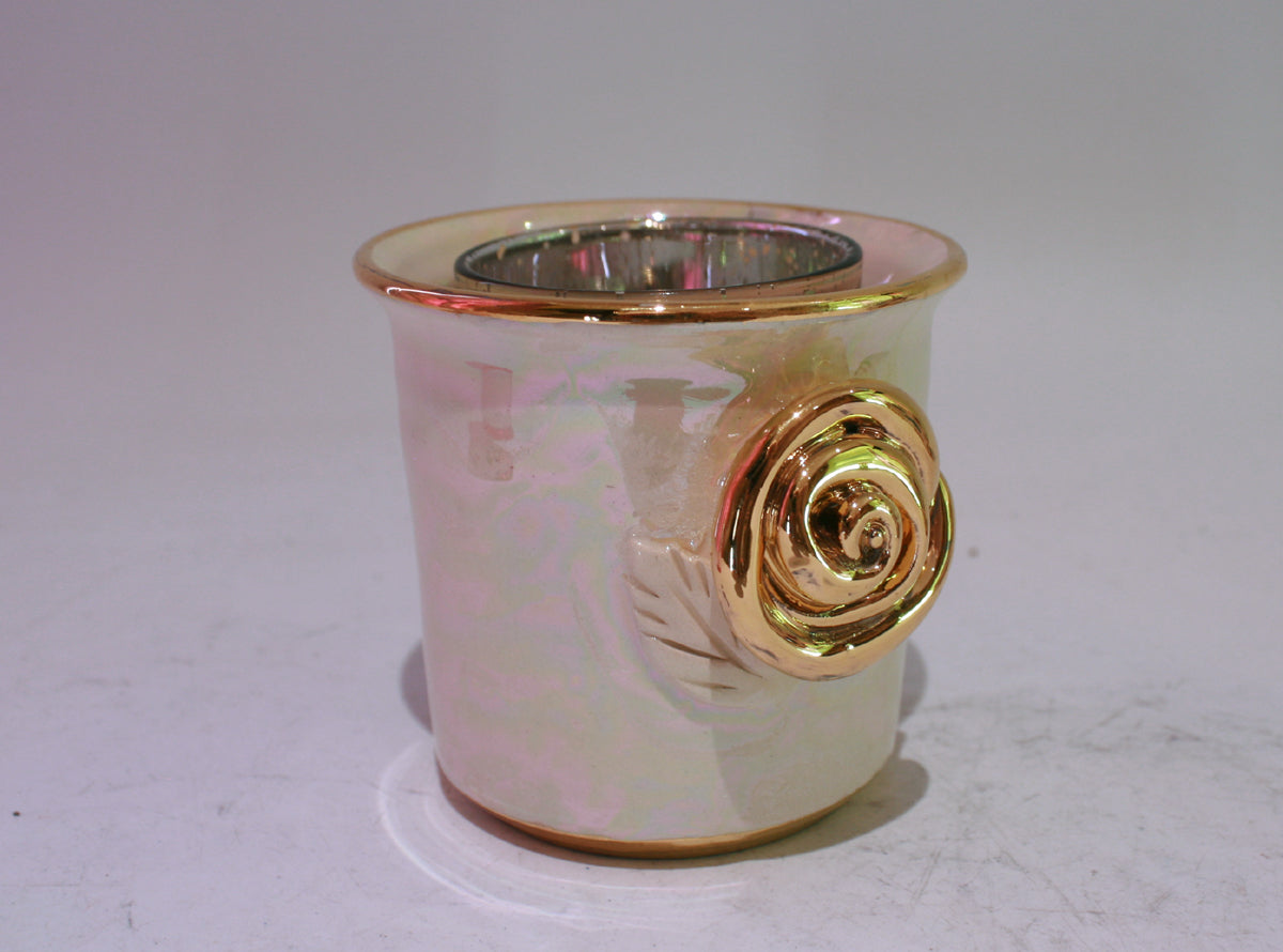 Rose Studded Tea Light Jar Mother of Pearl - MaryRoseYoung