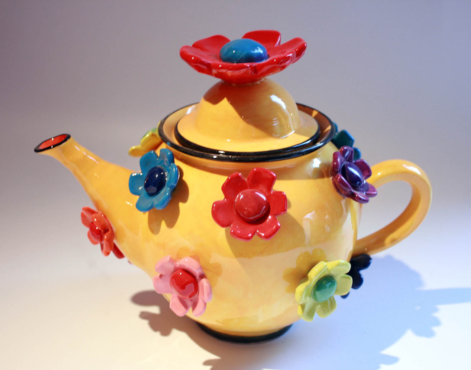 Daisy Studded Teapot Yellow - MaryRoseYoung