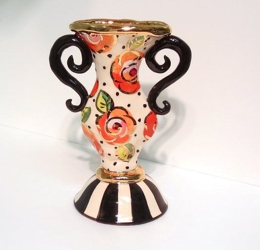 Small Handmade Vase Polka Dot Rose - MaryRoseYoung