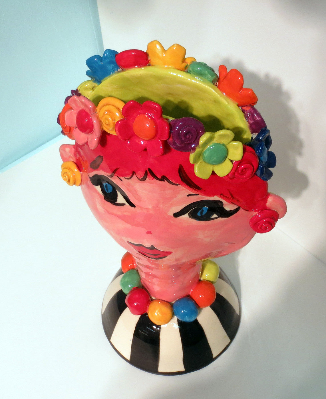 Girl's Head vase with Flowers - MaryRoseYoung