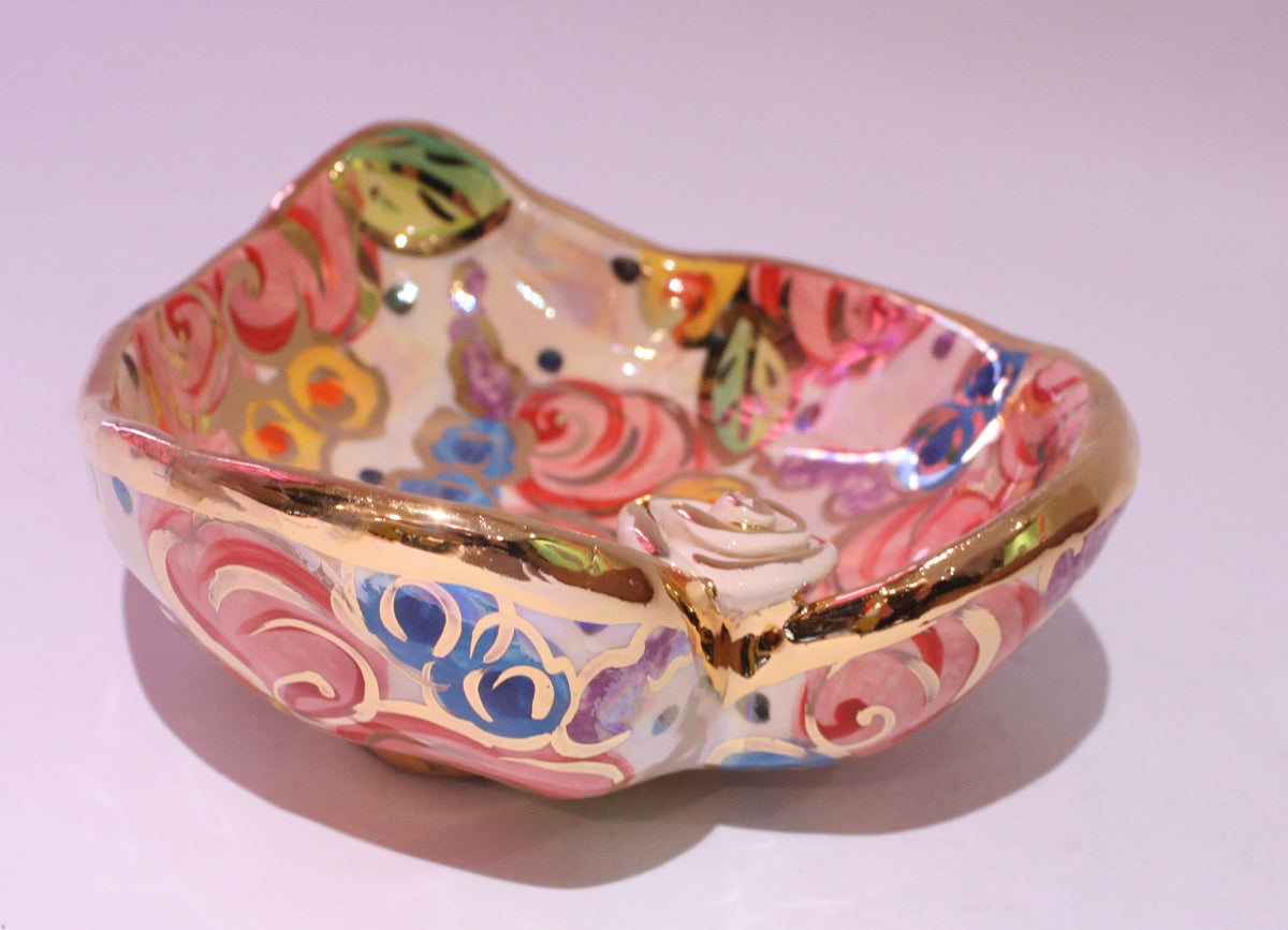 Heart Shaped Bowl Vintage Floral - MaryRoseYoung