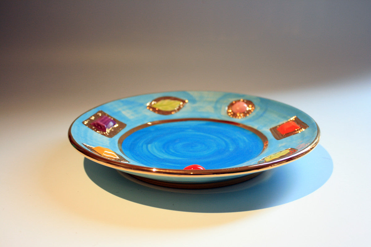 Jewelled Dinner Plate Blue - MaryRoseYoung