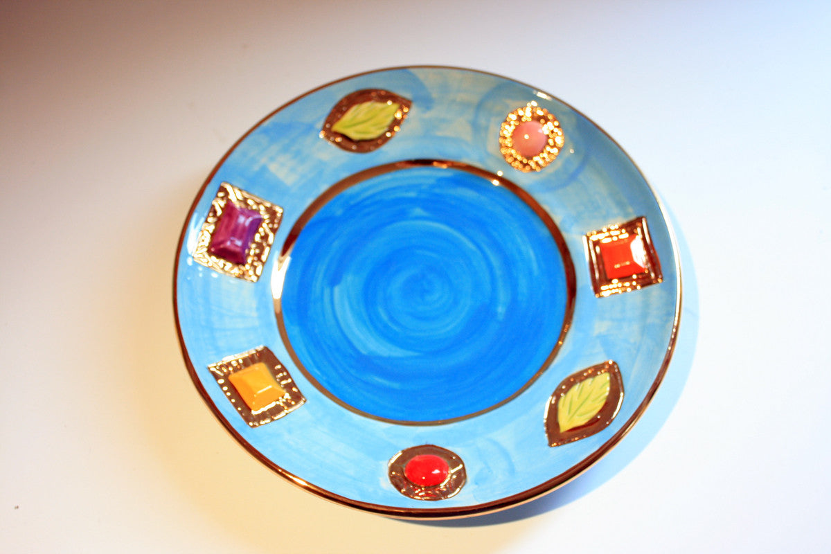 Jewelled Dinner Plate Blue - MaryRoseYoung
