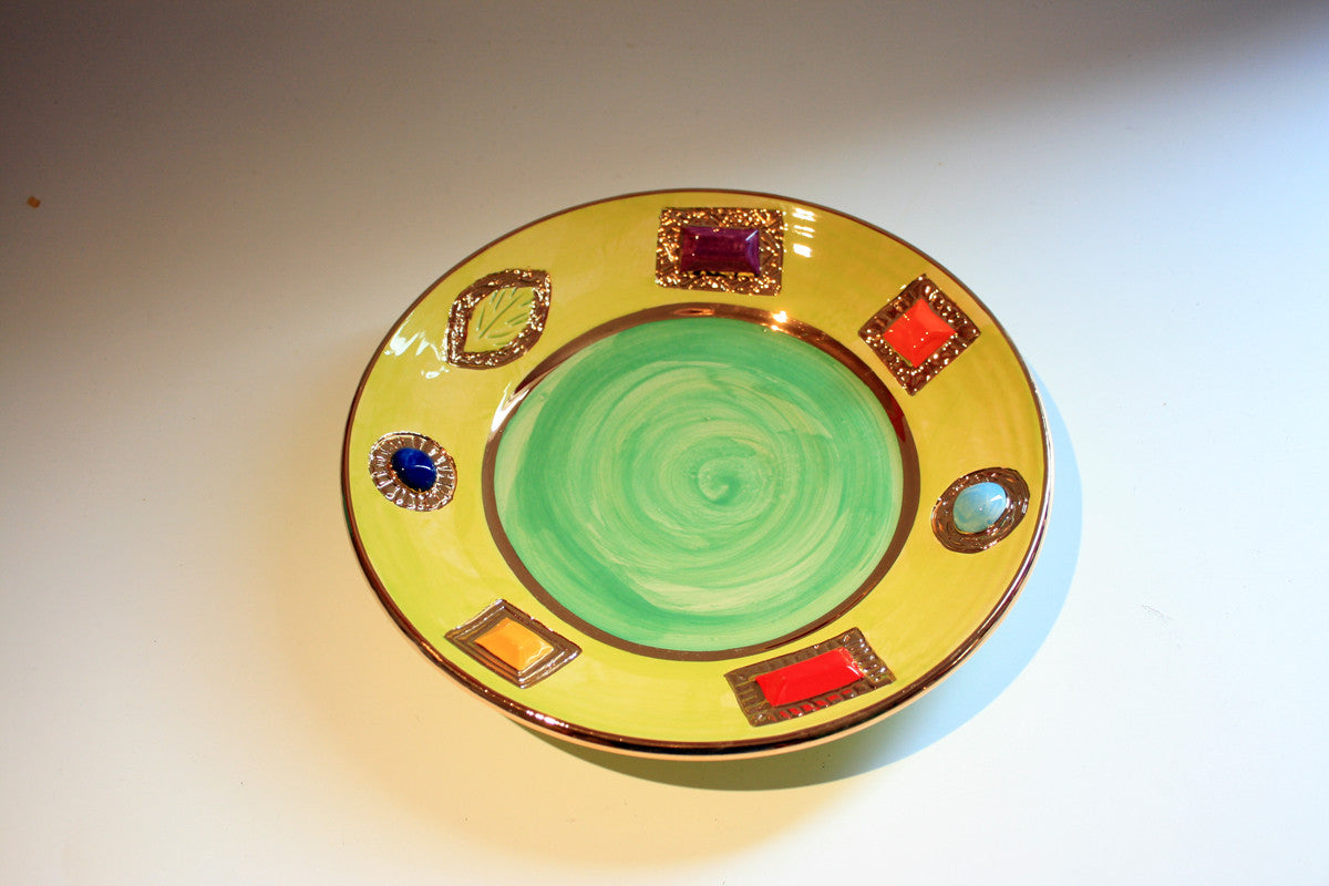 Jewelled Dinner Plate Green - MaryRoseYoung