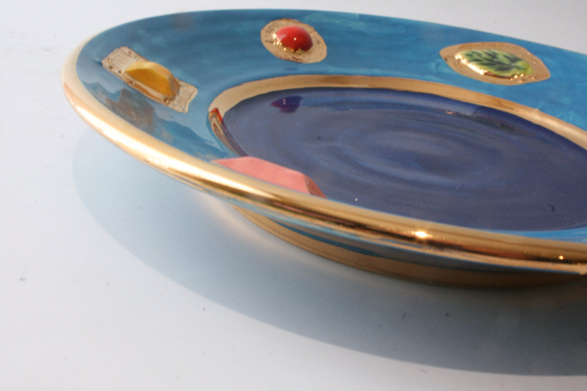 Jewelled Side Plate Blue - MaryRoseYoung