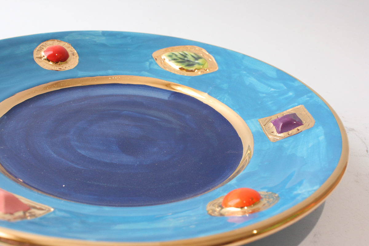 Jewelled Side Plate Blue - MaryRoseYoung