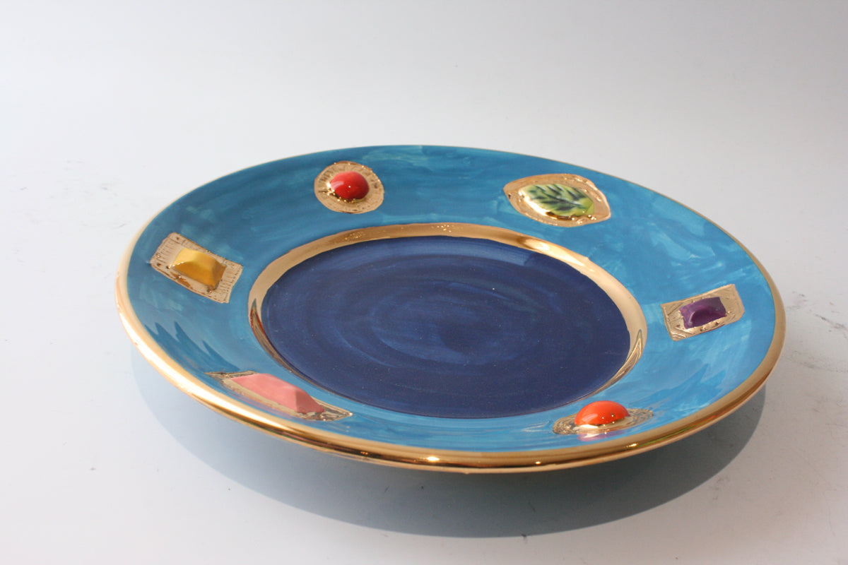 Jewelled Side Plate Blue - MaryRoseYoung