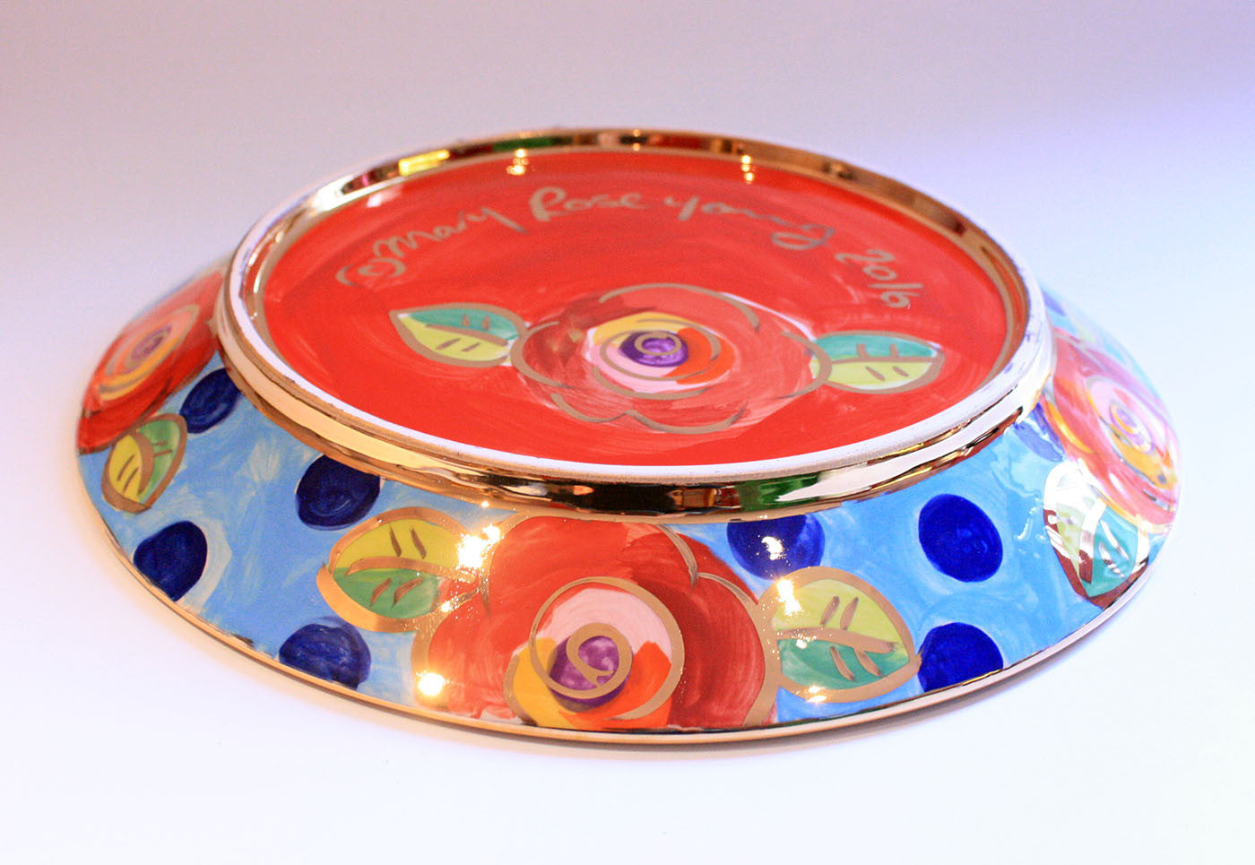 Dinner Plate Roses Red with Dotty Blue - MaryRoseYoung