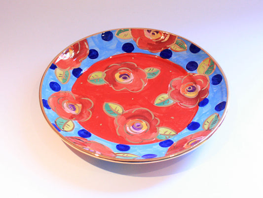 Dinner Plate Roses Red with Dotty Blue - MaryRoseYoung