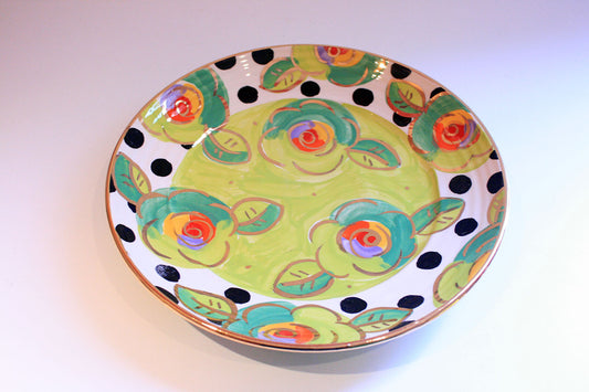 Dinner Plate Roses Lime Green with Black Dots - MaryRoseYoung