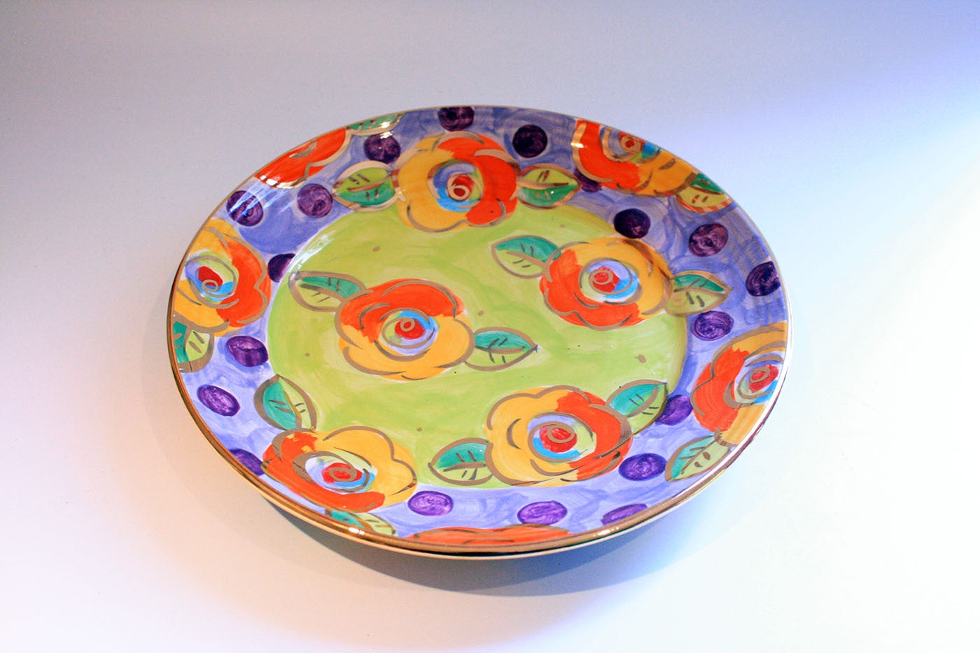 Dinner Plate Roses Lime Green with Dotty Purple - MaryRoseYoung