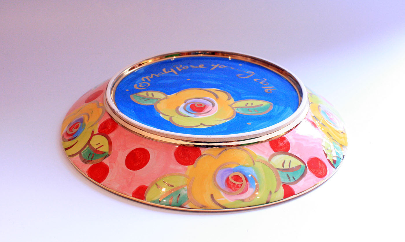 Dinner Plate Blue with Dotty Pink - MaryRoseYoung