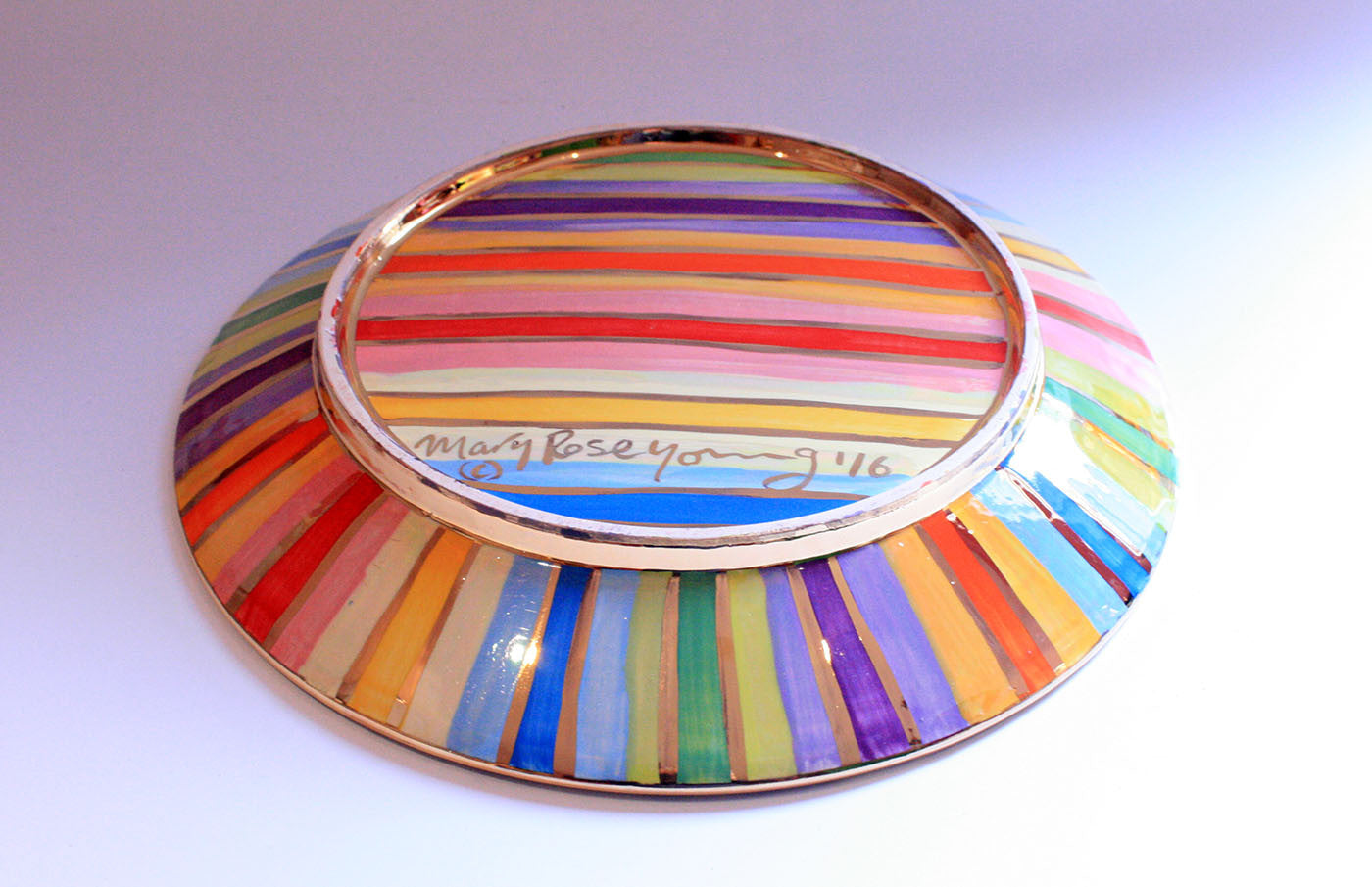 Dinner Plate Lustred Stripes - MaryRoseYoung