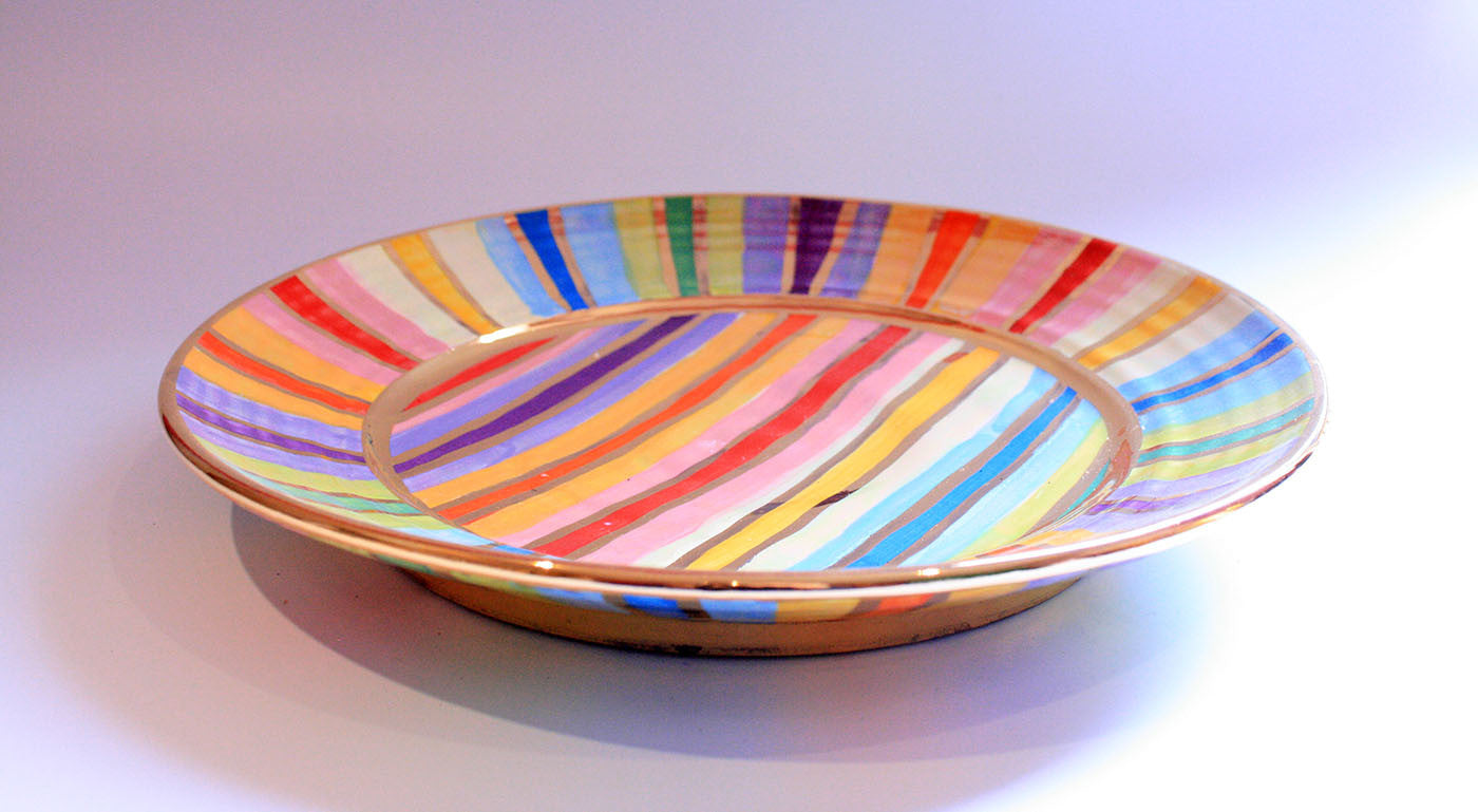 Dinner Plate Lustred Stripes - MaryRoseYoung