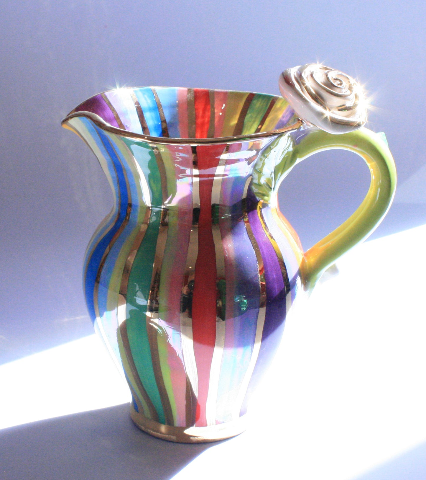 Rose Handled Jug Lustred Stripe - MaryRoseYoung