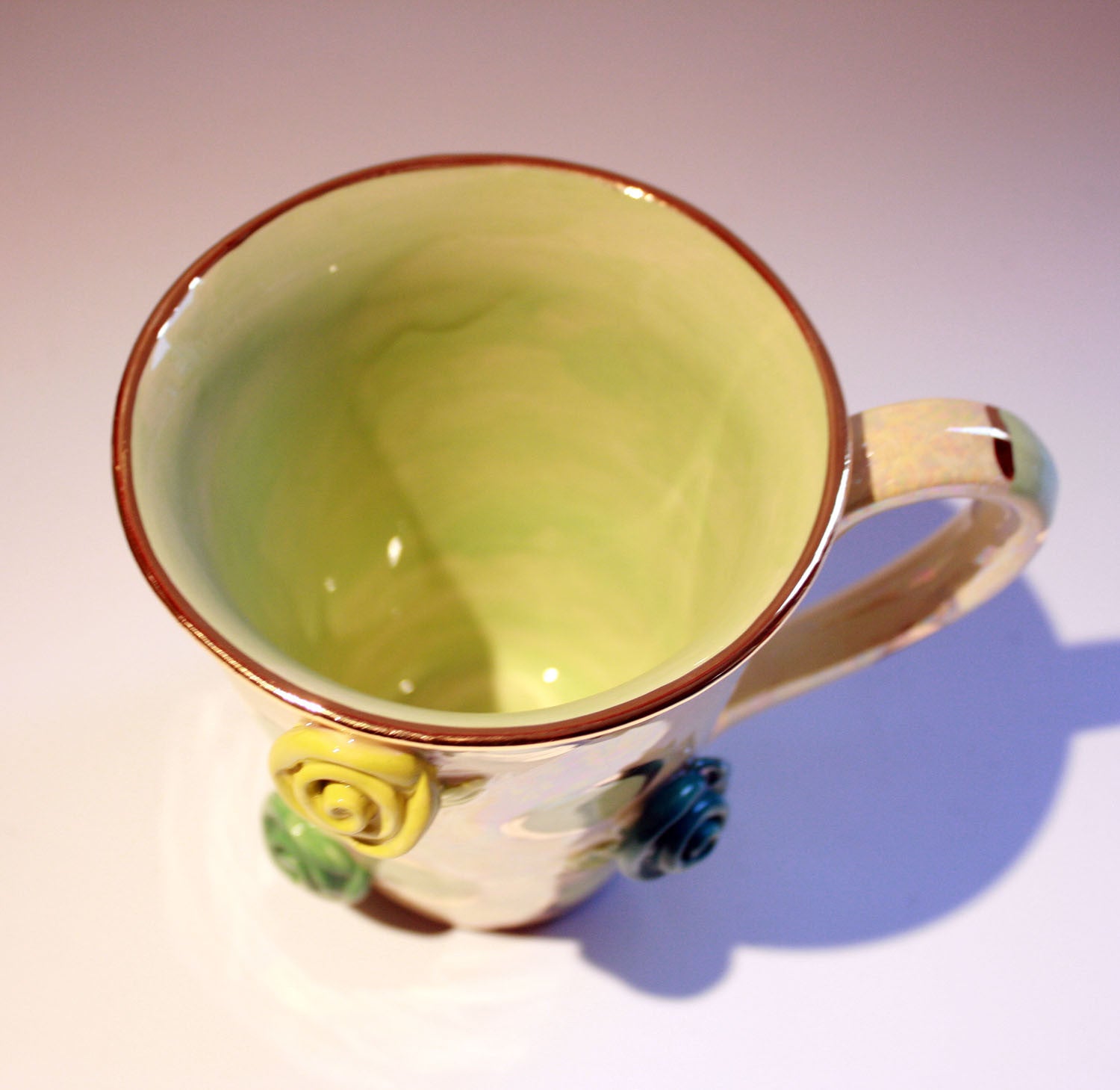 Rose Studded Mug Pale Green - MaryRoseYoung