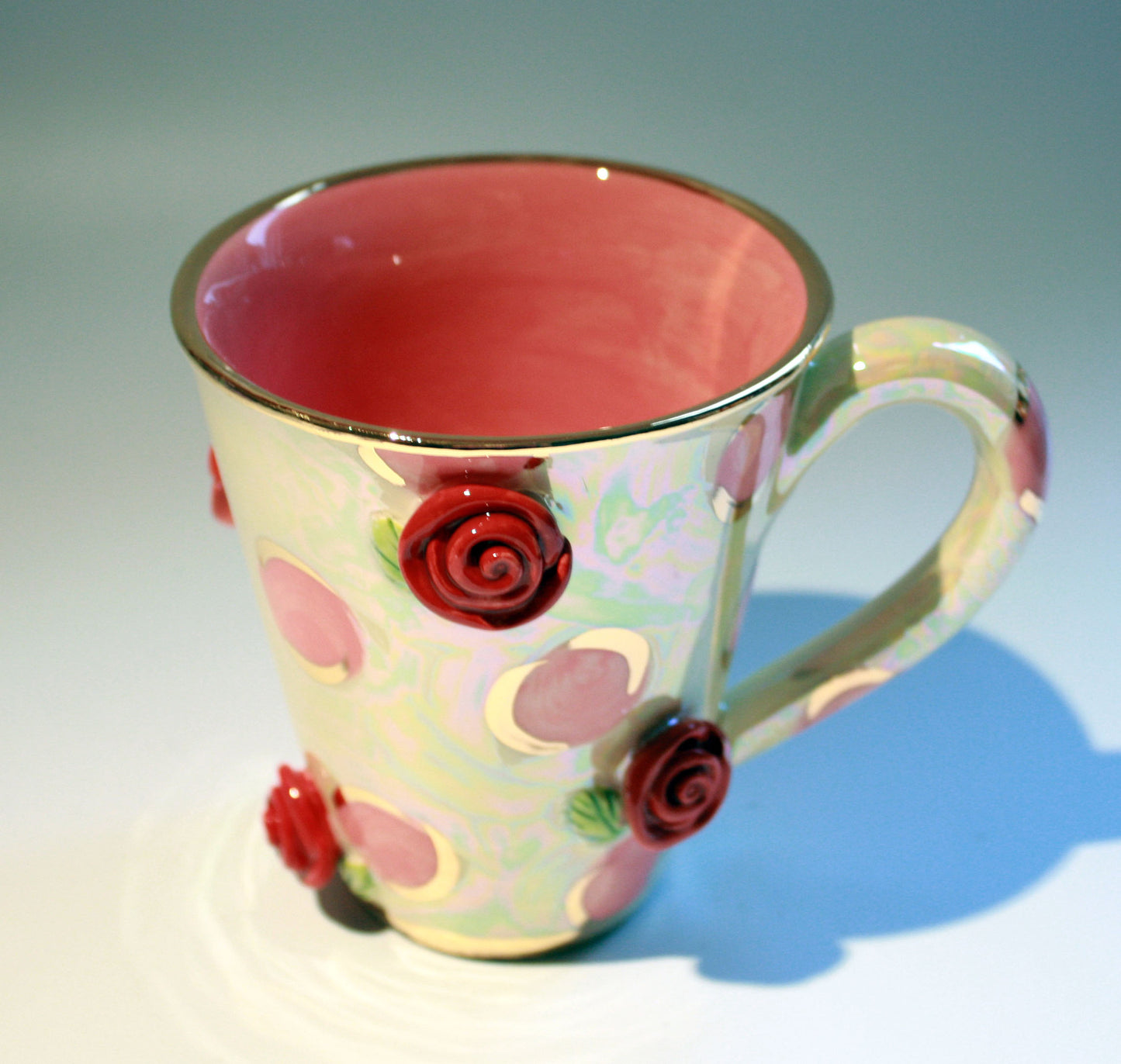 Rose Studded Mug Pink Dots - MaryRoseYoung