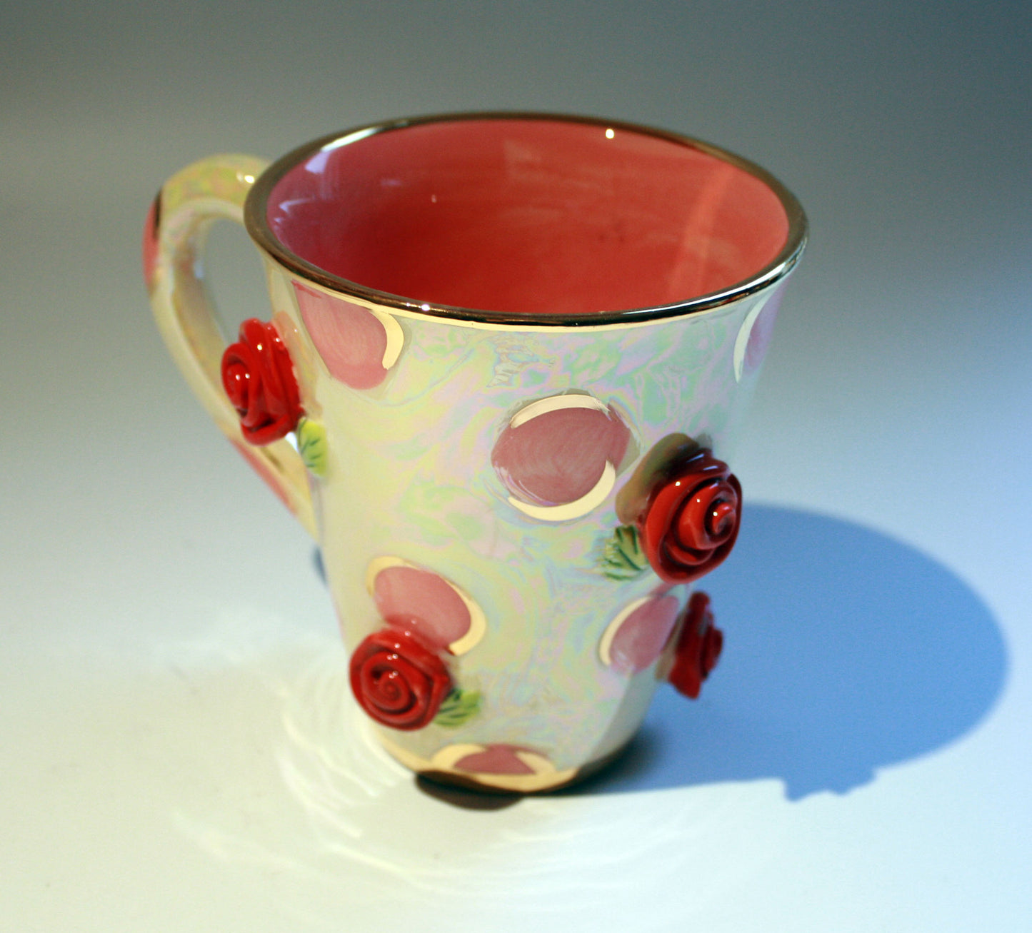 Rose Studded Mug Pink Dots - MaryRoseYoung