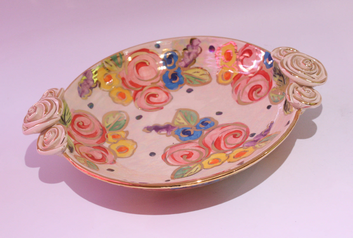 Rose Edged Side Plate Vintage Floral - MaryRoseYoung