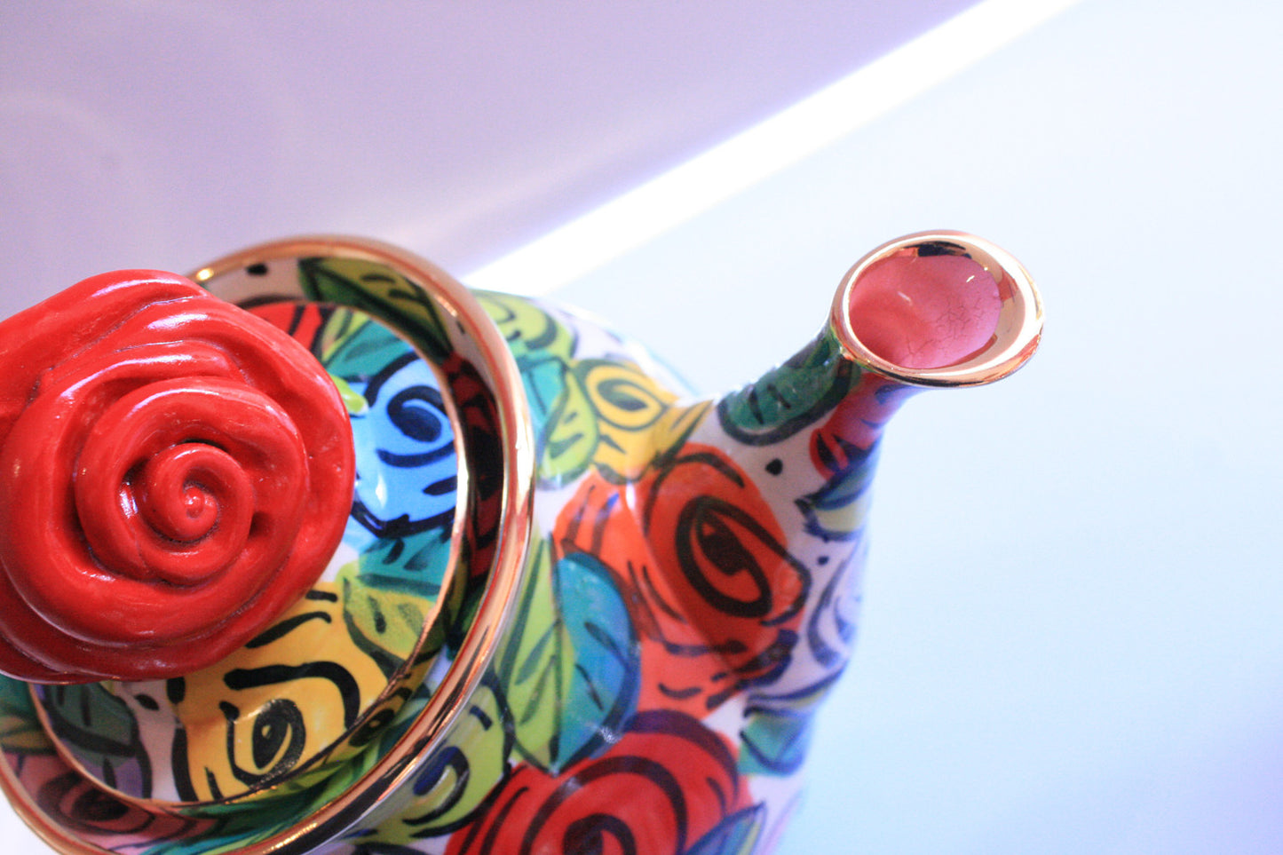 Rose Footed Teapot Original Rose Design - MaryRoseYoung