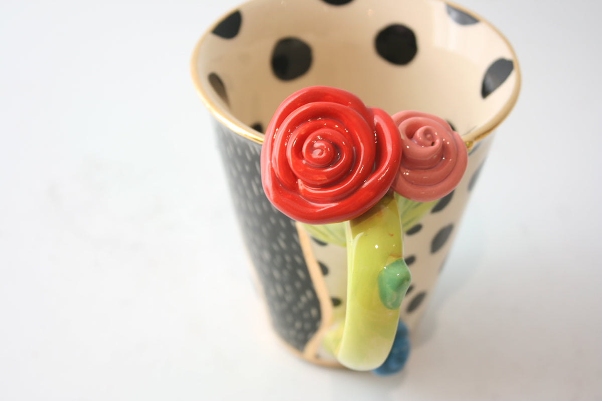 Rose Handled Mug in Patchwork - MaryRoseYoung