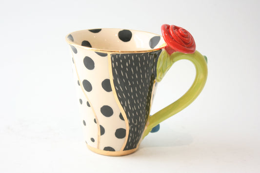 Rose Handled Mug in Patchwork - MaryRoseYoung