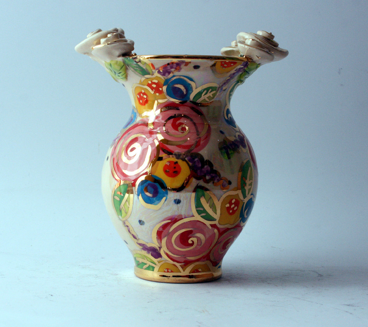 Small fat vase Vintage Floral - MaryRoseYoung