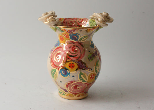 Small fat vase Vintage Floral - MaryRoseYoung