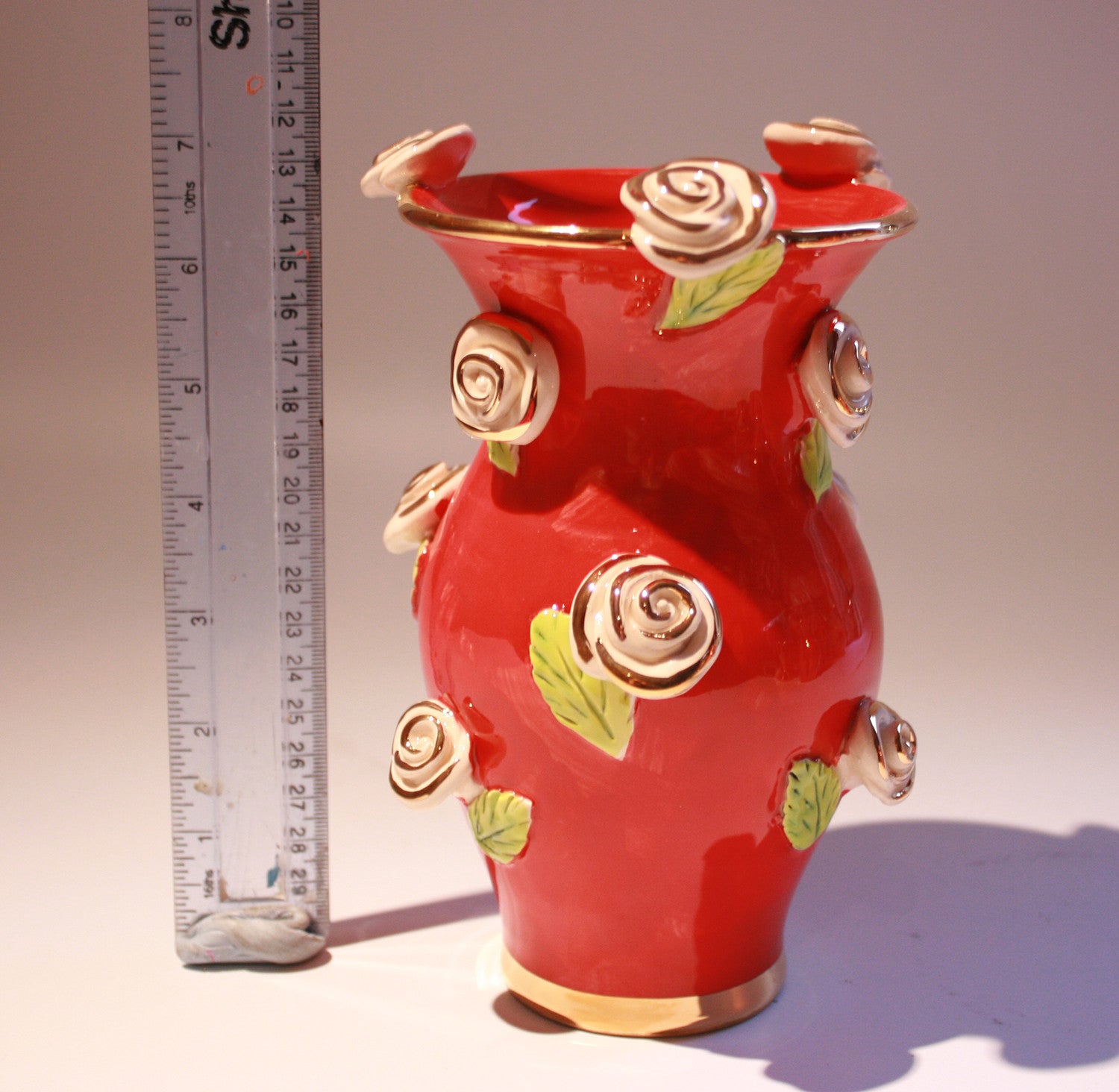 Small Rose Studded Vase Red - MaryRoseYoung