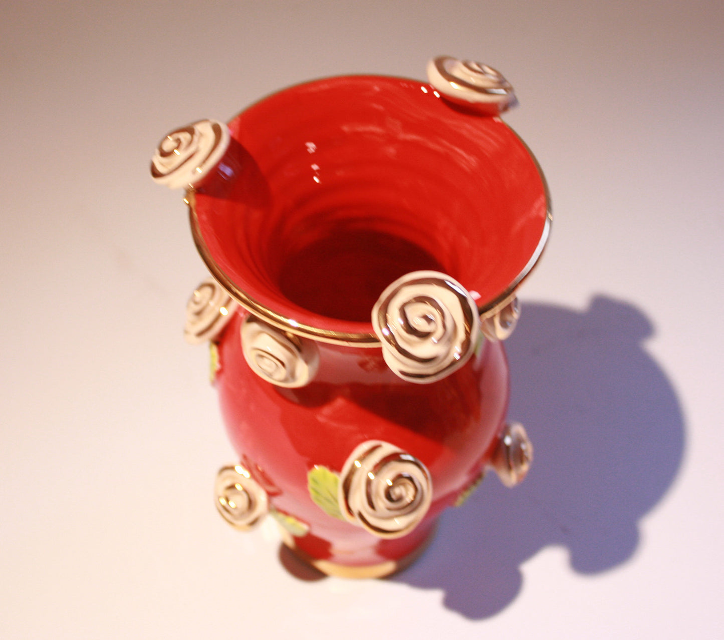 Small Rose Studded Vase Red - MaryRoseYoung