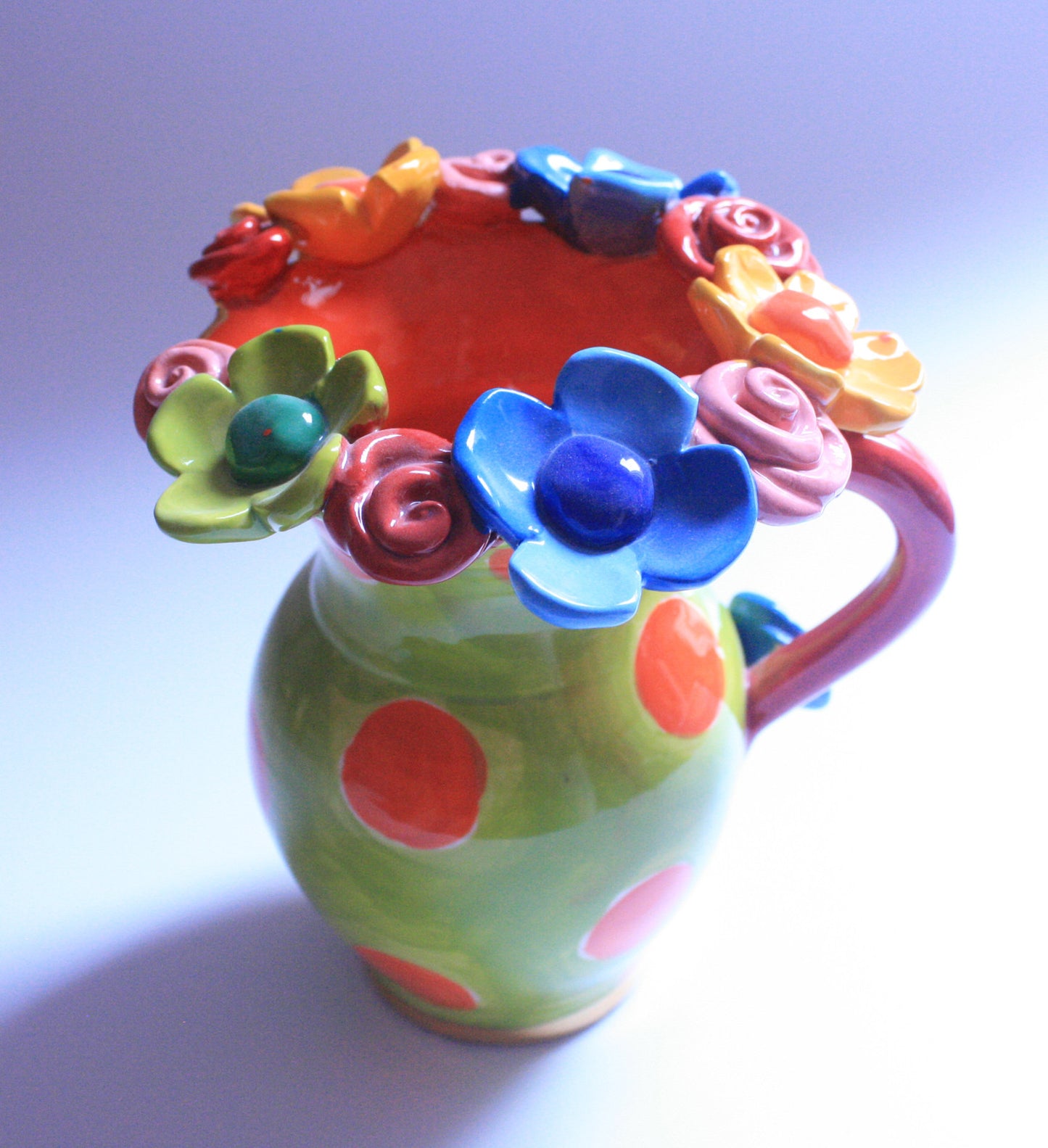 Small Multiflower Encrusted Jug "Daisy Dots" - MaryRoseYoung