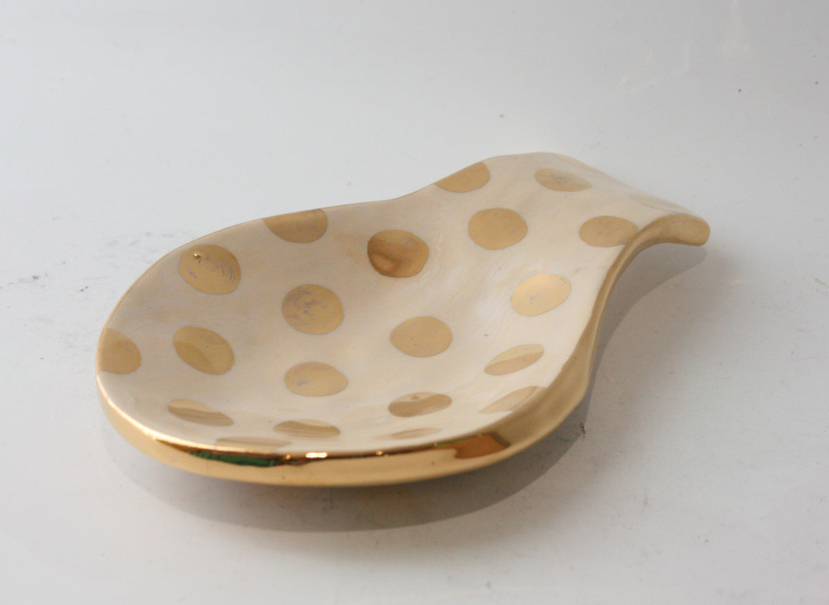 Spoon Rest Gold Dot - MaryRoseYoung
