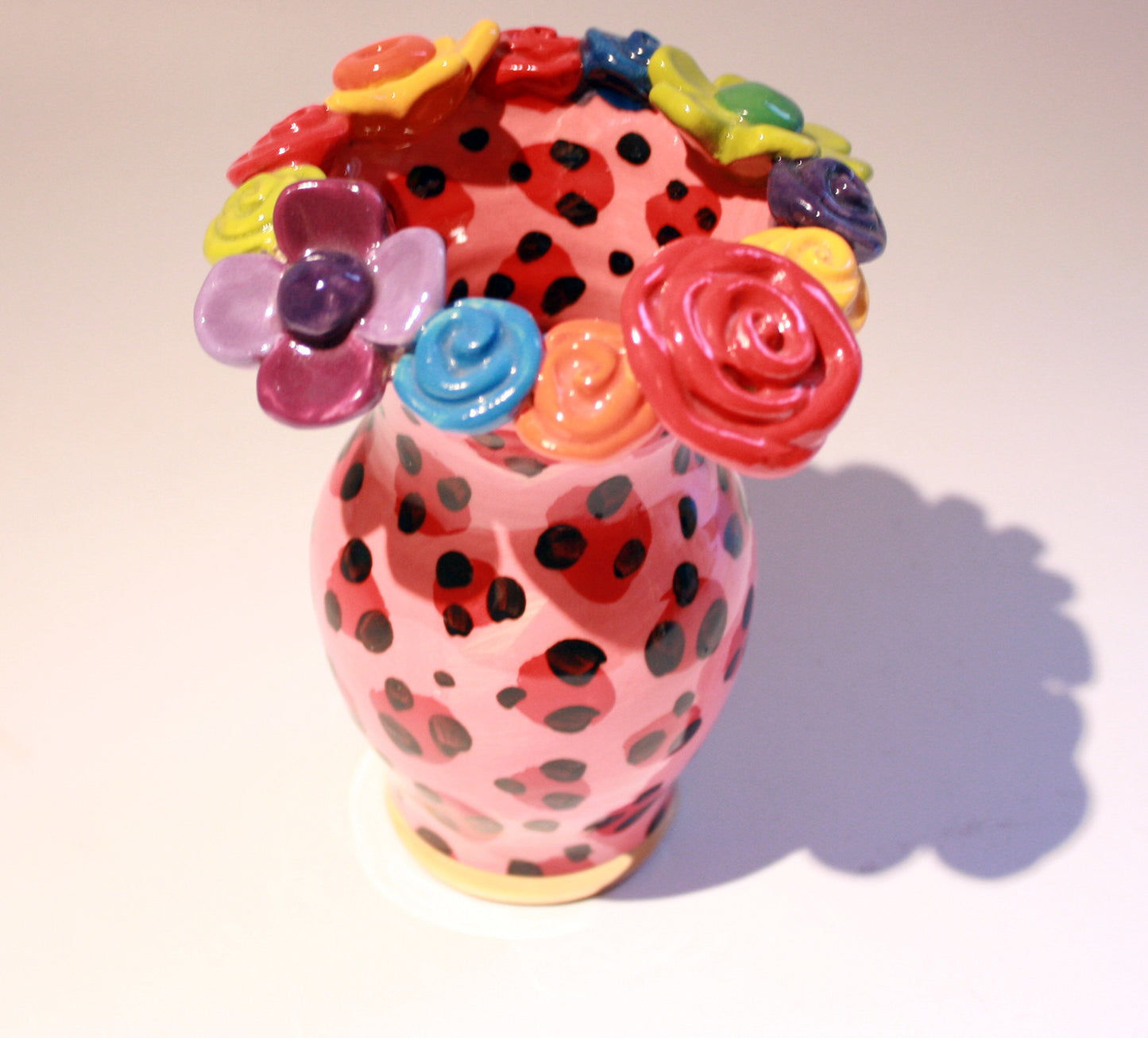 Tiny Multiflower Encrusted Vase "Red Leopard" - MaryRoseYoung