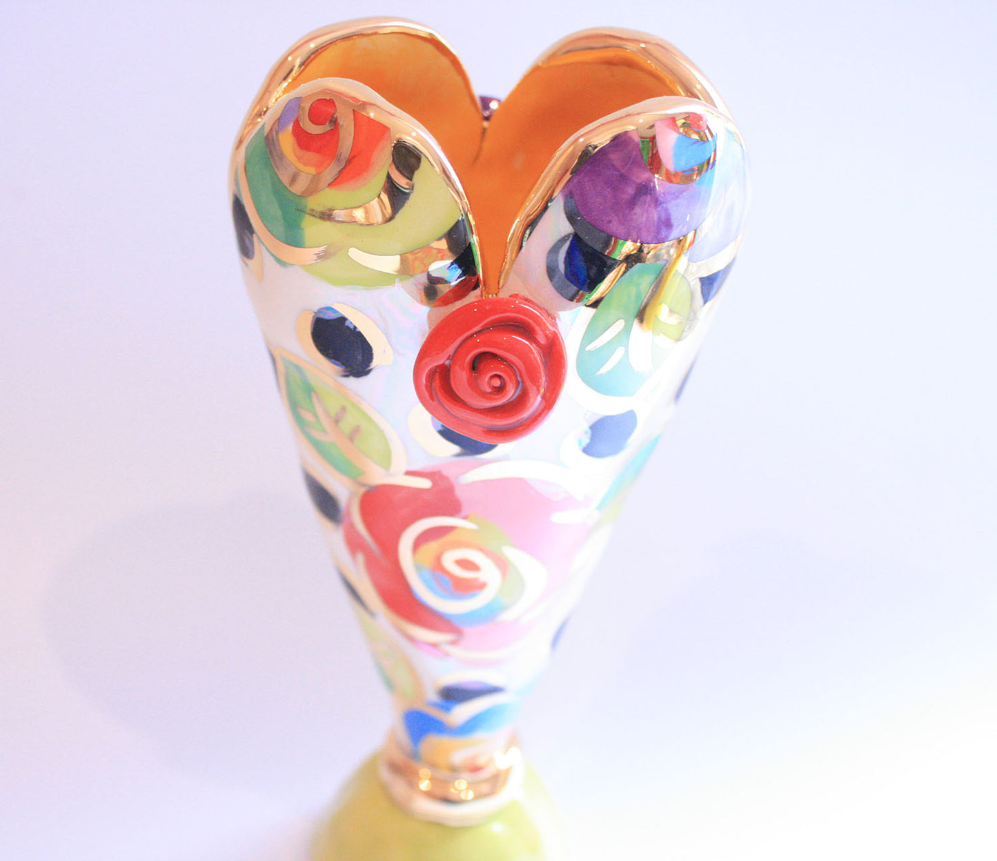Tiny Heart Vase Gold New Rose Black Dot - MaryRoseYoung