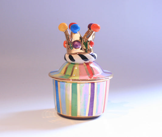 Tiny Crown Pot Lustred Stripe - MaryRoseYoung