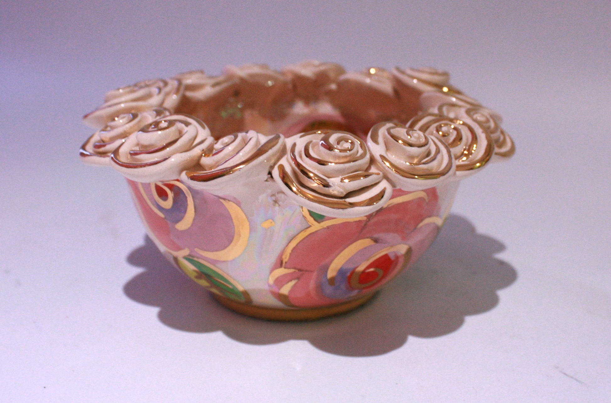 Tiny Rose Encrusted Bowl Pale Rose Pink - MaryRoseYoung