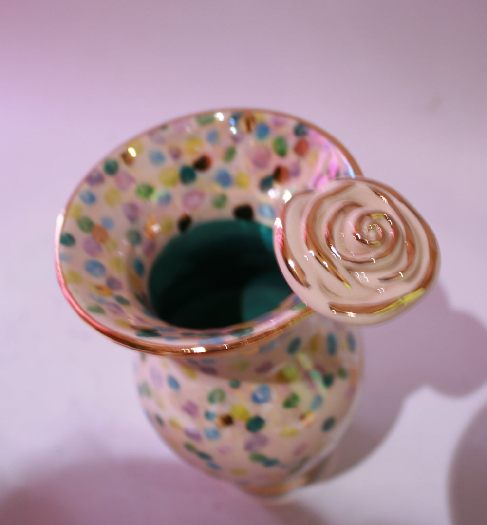 Tiny Rose Edged Vase Confetti Blues - MaryRoseYoung
