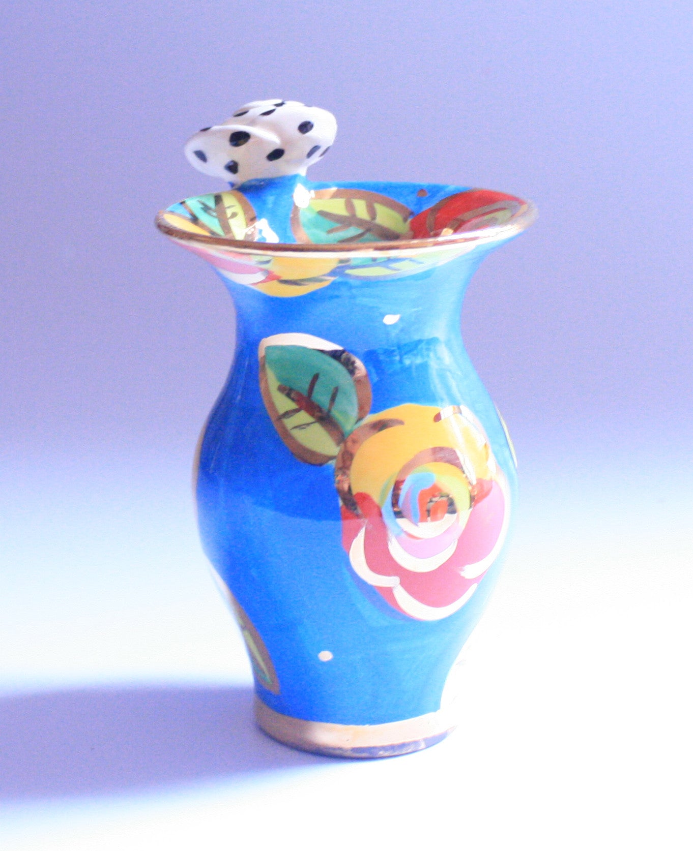 Tiny Rose Edged Vase Blue Rose - MaryRoseYoung