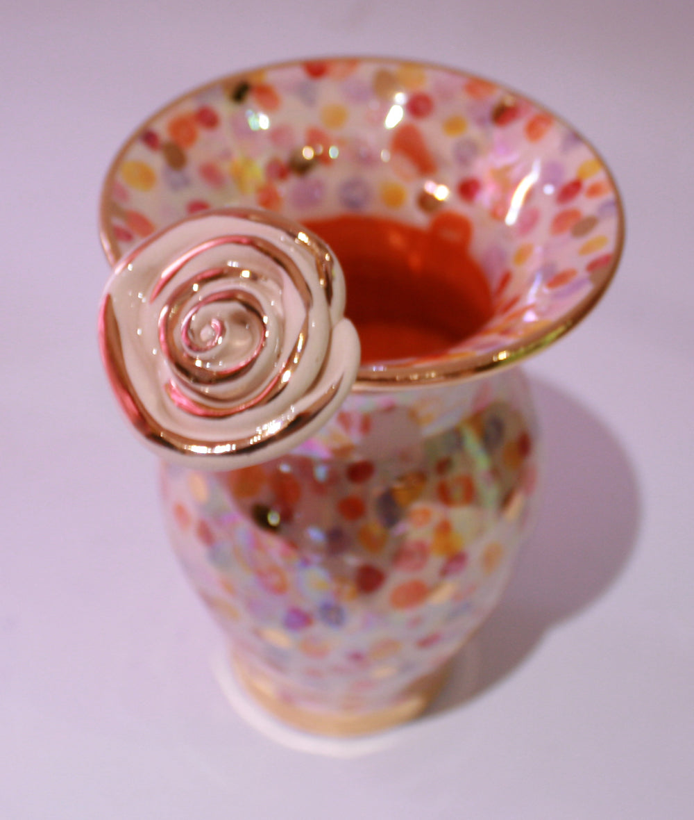 Tiny Rose Edged Vase Confetti Reds - MaryRoseYoung