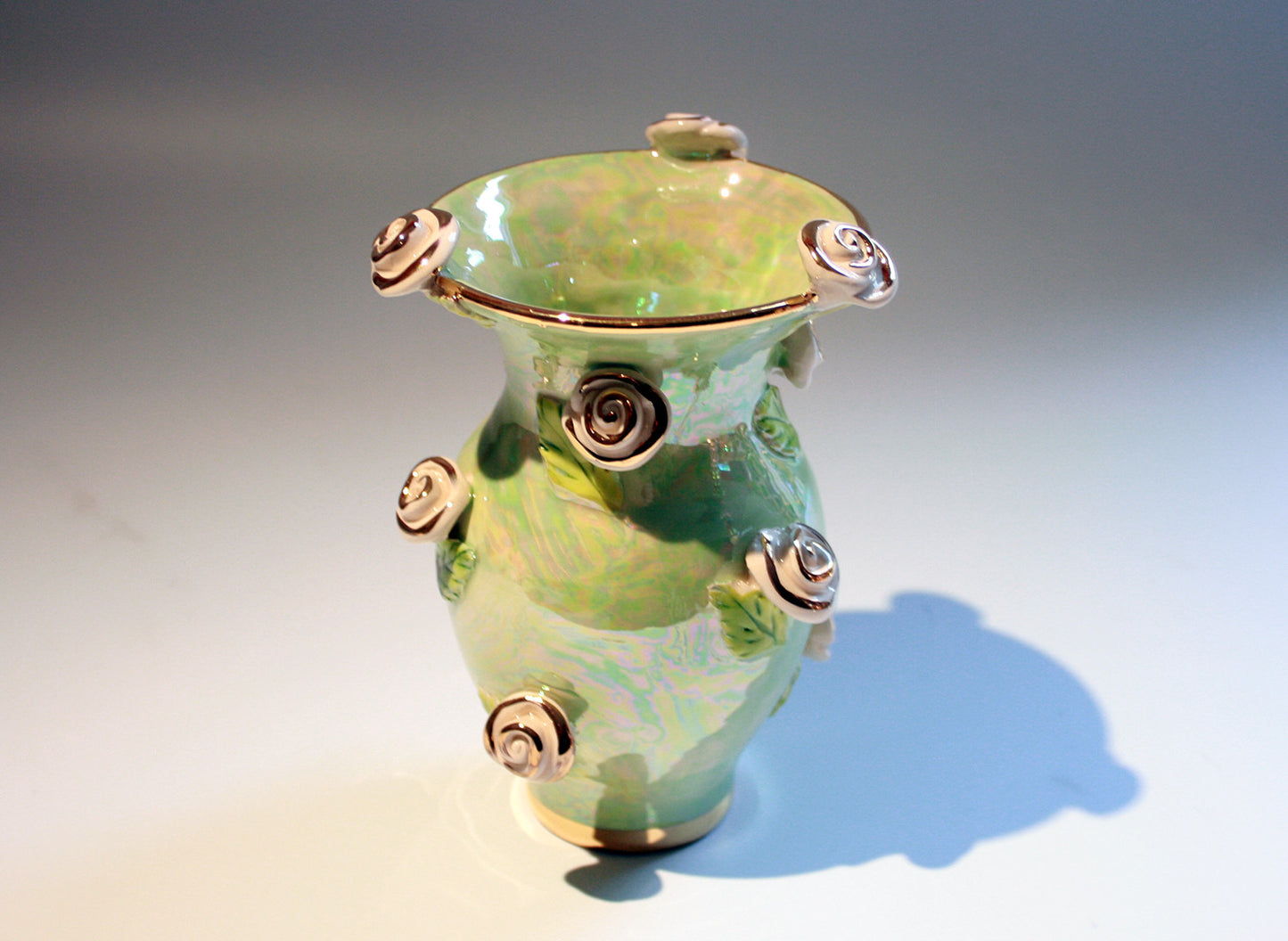 Tiny Rose Studded Vase Pale Green - MaryRoseYoung
